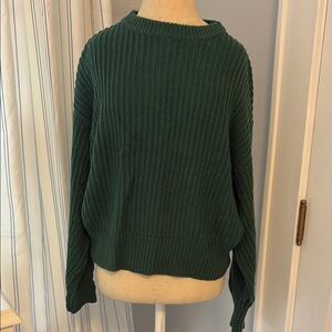 A New Day Green Crew Neck Sweater Chunky Knit
